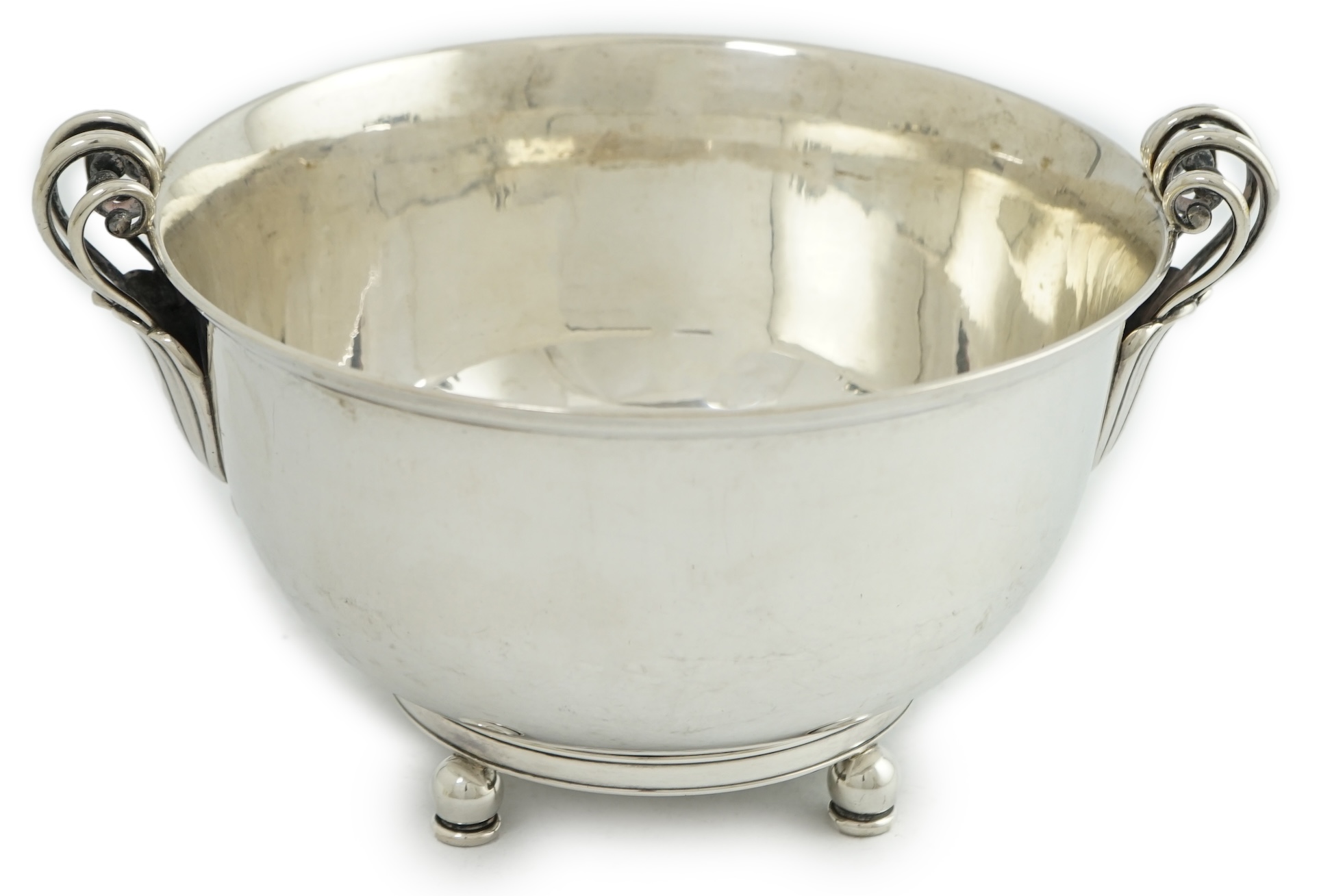 A stylish 1930's Danish silver two handled fruit bowl, by Matthiasen